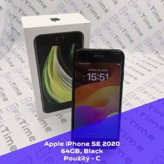Mobilní telefon Apple iPhone SE 2020, 64GB, Black, Použitý - C. Podrobný stav přístroje: •Viditelné známky opotřebení -...